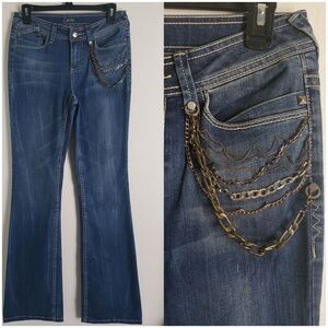 NWT Cache Women's Jeans Chain Detail Size 2